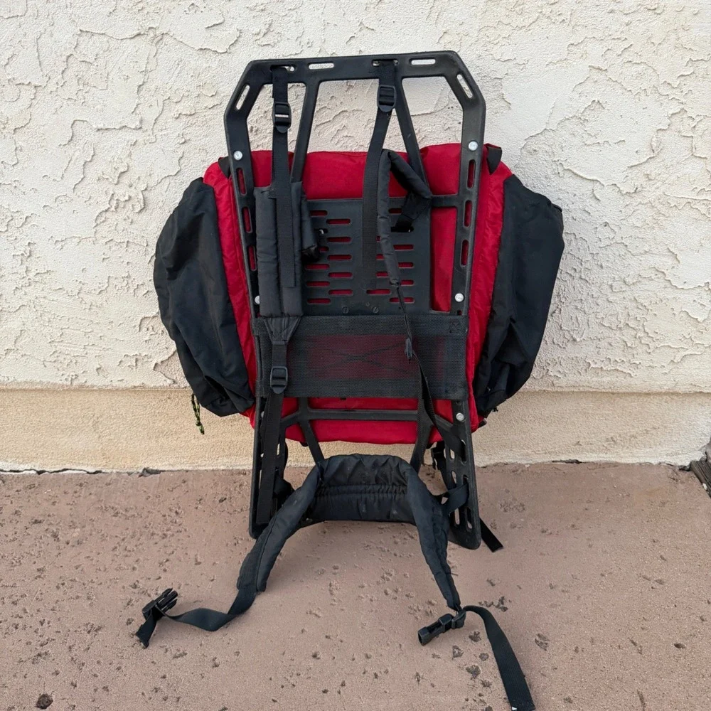 Vintage Coleman Peak 1 External Frame Backpack Red Black Hiking Camping USA Made